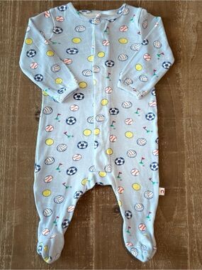 +Magnetic Me E=MC Light Blue Sports Print Footed One-Piece 3-6M Baby Boy